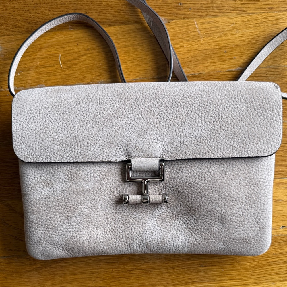 Theory Turnstile Dark Pink Salt Leather Crossbody Bag